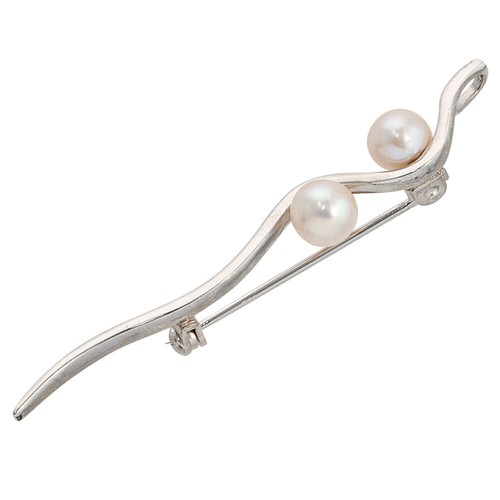 Brosche aus 925 Silber mit Perle Sterlingsilber Silberbrosche Stecknadel - Picture 2 of 3