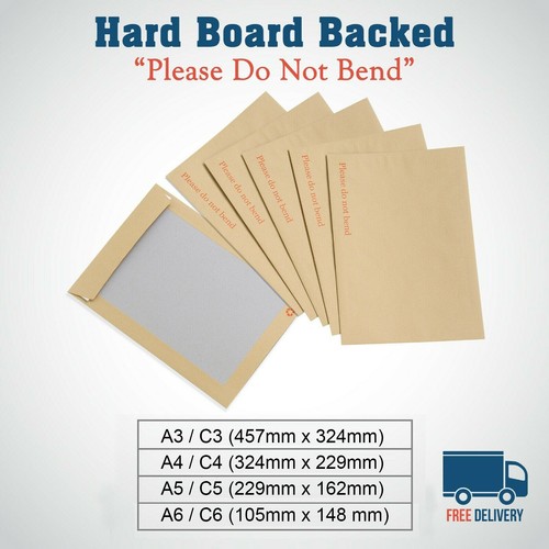 HARD CARDBOARD BACKED 'PLEASE DO NOT BEND' ENVELOPES MANILLA BROWN A3