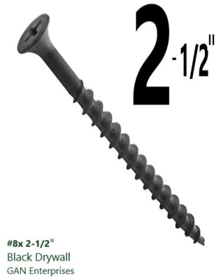 PHILLPS BUGLE HEAD #8x 2-1/2''  DRYWALL SCREW COARSE THREAD BLACK PHOS (100 pcs)