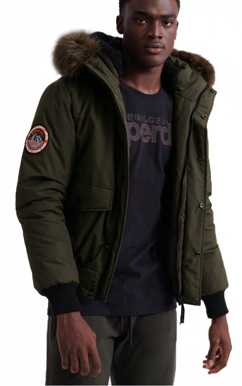 Avenue tab Krympe Superdry Faux Fur Parka Jacket Warm Short Hooded Padded Winter Coat Khaki  Green | eBay