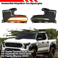 2x Smoked  For Toyota Tacoma 2024+ Sequential LED Side Mirror Turn Signal Lights
