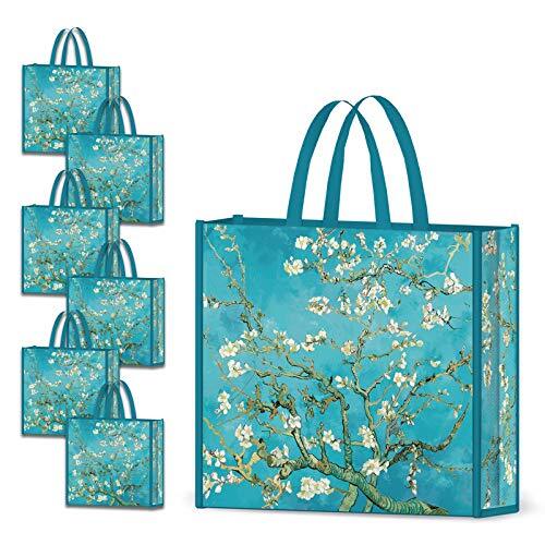 NymphFable 6Pcs Borse Spesa Riutilizzabili Fiori di Mandorlo Sacchetti (M9P)