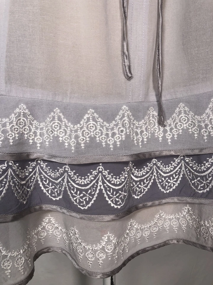 Blusa Top Blusa Mujer Lithe Anthropologie 4 Algodón Seda Bordado Boho Gris  Foto 3 de 4