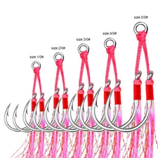 6Pairs Double Assist Fishing Hook High Carbon Steel Jig Hook Big Game Saltwater