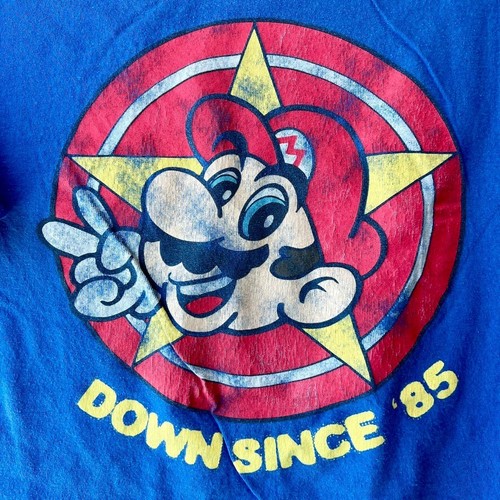 Nintendo Super Mario Bros T-Shirt 2007 Down Since '85 Blue Men’s Sz L Auth Tag - Picture 2 of 7