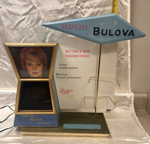 1950s Bulova Rhapsody Lighted Dealer Display MCM • WORKS • Box + Paperwork