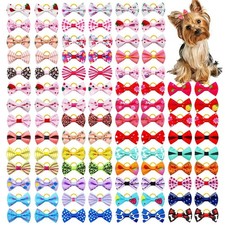 30PCS Dog Bow With Rubber Band Dog Hair Accessories Handmade Movable Puppy Bows