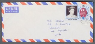 MayfairStamps Tuvalu 1986 Queen Elizabeth II Birthday to Chicago IL Air Mail Cov