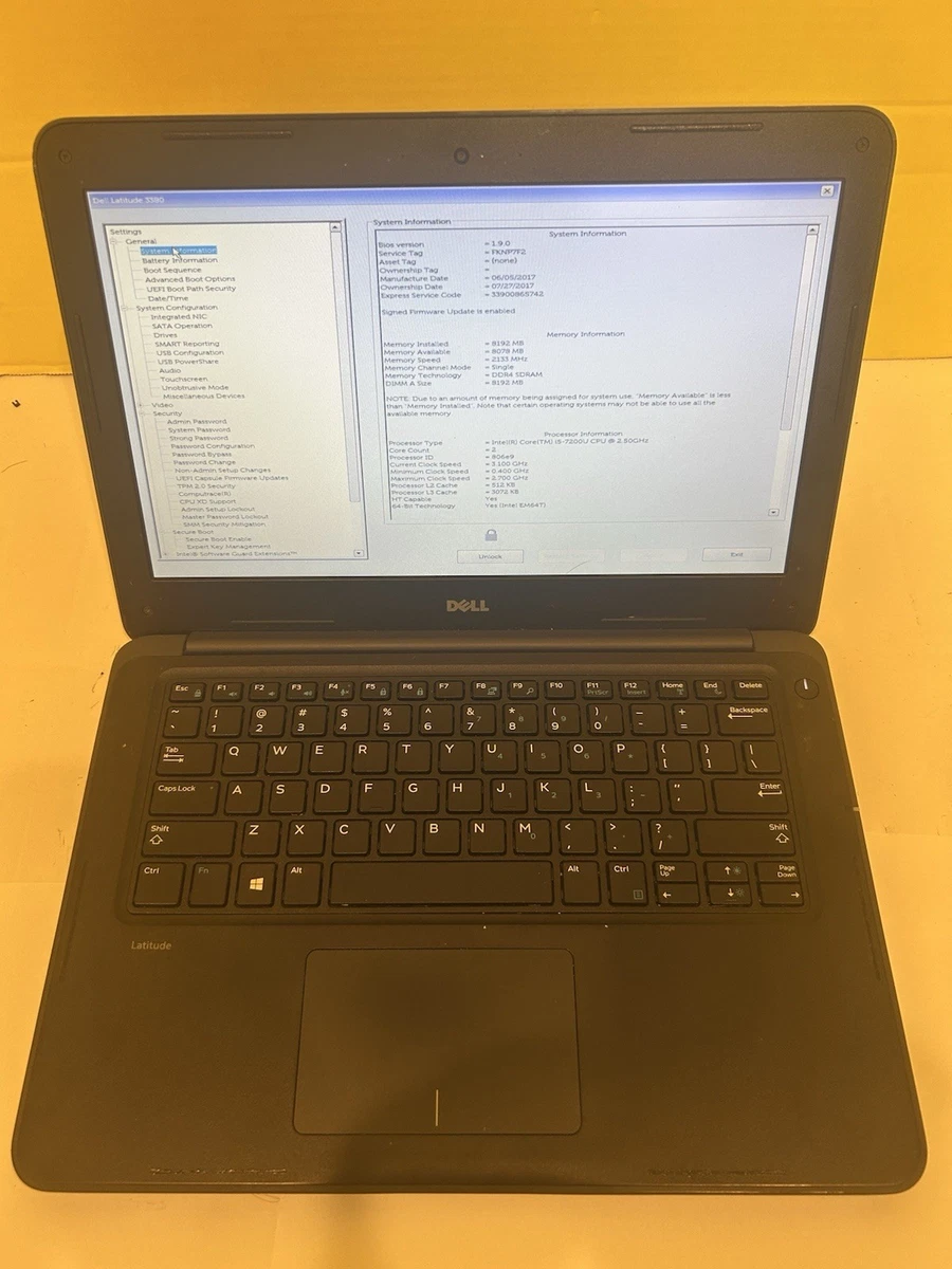Dell Intel Core I5-7200U Processor 8 GB RAM PC Laptops & Netbooks