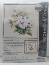 Dimensions Crewel Embroidery Kit Hibiscus Floral Lena Liu 12x12 Hummingbird New