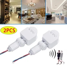 2x 180° LED Auto Infrared PIR Motion Sensor Detector Wall Light Switch 85V~265V