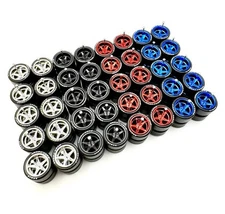 20x Sets Mix Advan V2 13/13mm DEEP DISH Wheels Rubber Tires for 1/64 Scale Cars