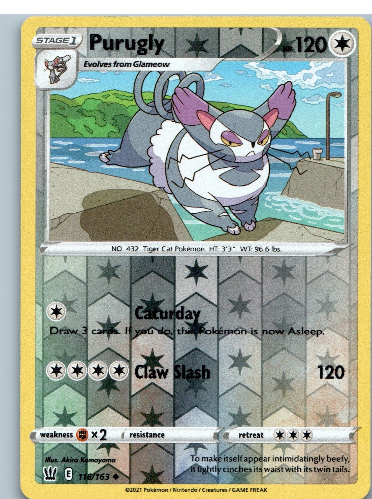 Purugly 116/163 Uncommon Battle Styles Pokemon Reverse Holo Near Mint