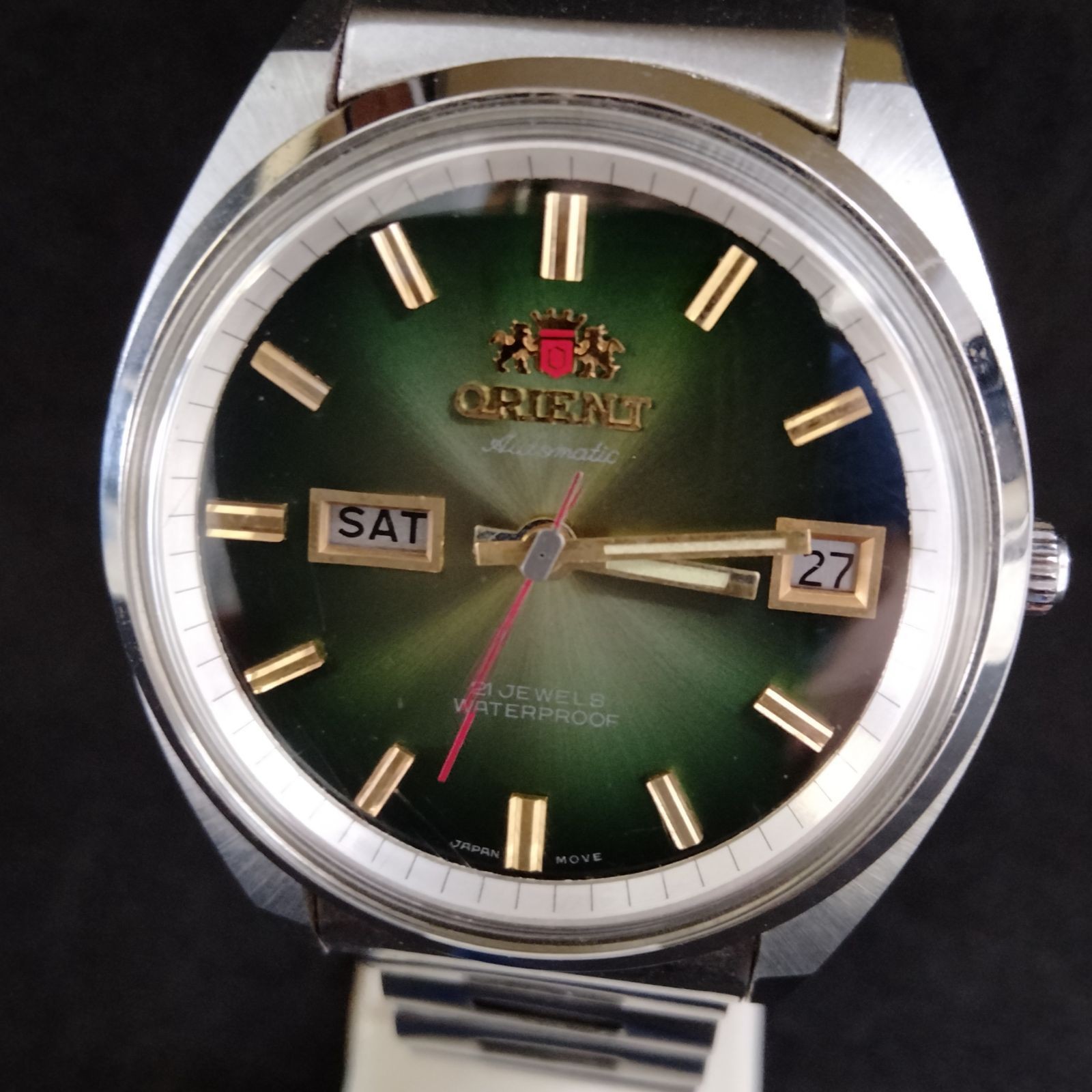 ORIENT Automatic Watch Green Dial Dead Stock Stai… - image 1