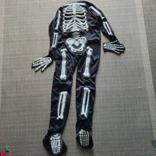 Fun World 3D EVA Skeleton Costume Jumpsuit Kids Medium 12-14 Gloves Boot Covers