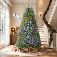 7FT Artificial Prelit Classic Christmas Tree with Remote Control,Timer
