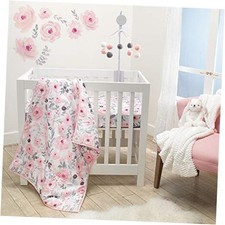 Blossom Pink Watercolor Floral 3-Piece Mini Crib Bedding Set
