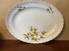 Homer Laughlin Platter "Susan" Yellow Flower with 22 k Gold Maker Mark "A"