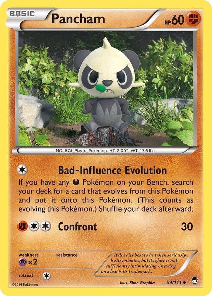 Pancham 59 #59/111 Xy - Furious Fists Uncommon Pokemon TCG MP