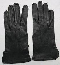 Vintage Leather Gloves 8 Black Driving Riding Winter Unisex
