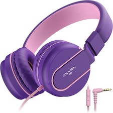 Kids Headphones, Wired Headphones for Kids on Ear with Microphone, 93Db Volume L