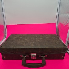 Vintage Cassette Tape Holder Briefcase Carry Case 24 Slots Brown Vinyl