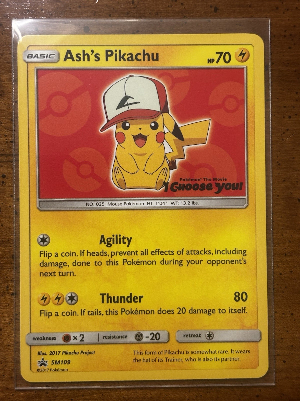 Ash's Pikachu SM109 Sun & Moon Black Star Promo 2017 Pokemon Card NM