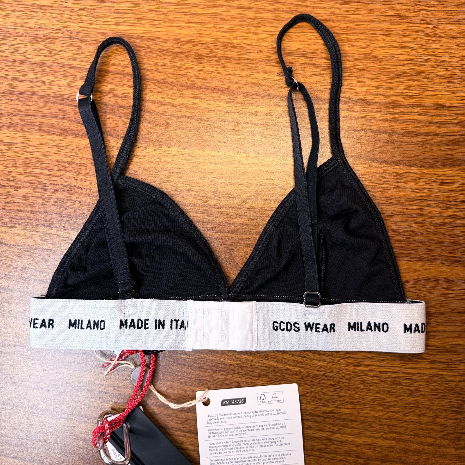 NEW GCDS Wear Milano Black & White Triangle Basic Bra Bralette Women's Small