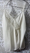 VTG Sears Women  s S 8-10 White Shell Lace Camisole Open Front Lingerie Slip Top