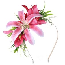 Hawaiian Orchid Flower Headband, Rose Red Hawaii Floral Headpiece