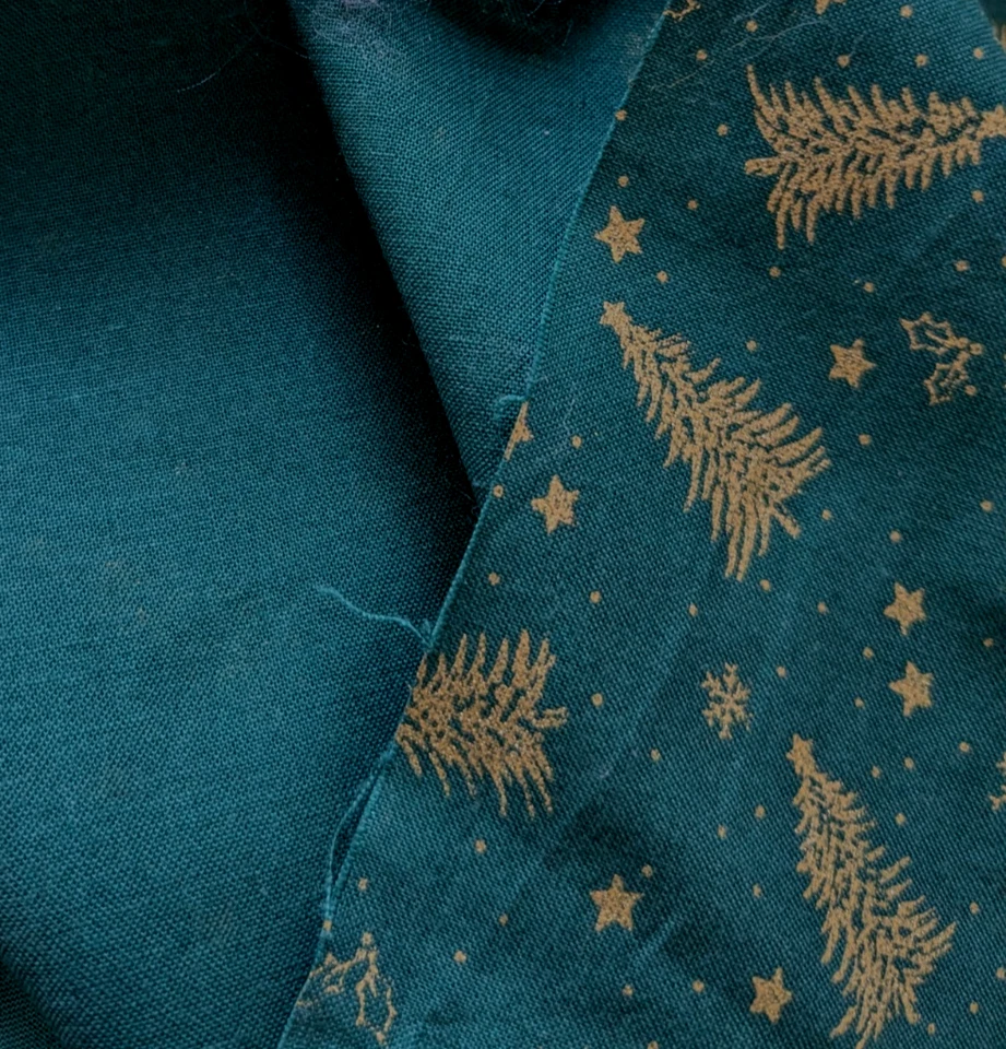 34" x 44" Golden CHRISTMAS TREES on Dark Green Background COTTON FABRIC - Image 3 of 3