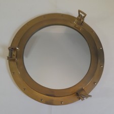 🎬 LARGE 17" Solid Brass Porthole Mirror Nautical Wall Bar/Mancave Decor 