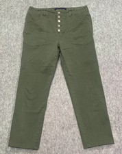 Veronica Beard Arya Straight High Rise Pants Button Fly Green - Women's Size 31