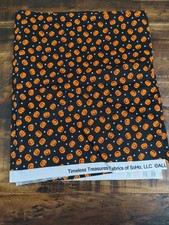 Black with orange pumpkins Fabric Timeless Treasures 18 x 16"