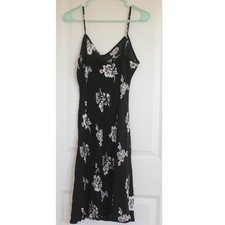 GAP  Midi Slip Dress Black Floral Size Small Y2K Olivia Dean