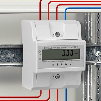 Drehstromzähler geeicht, für DIN Hutschiene + 5(100)A 230/400V 3 Phasen 4 Draht