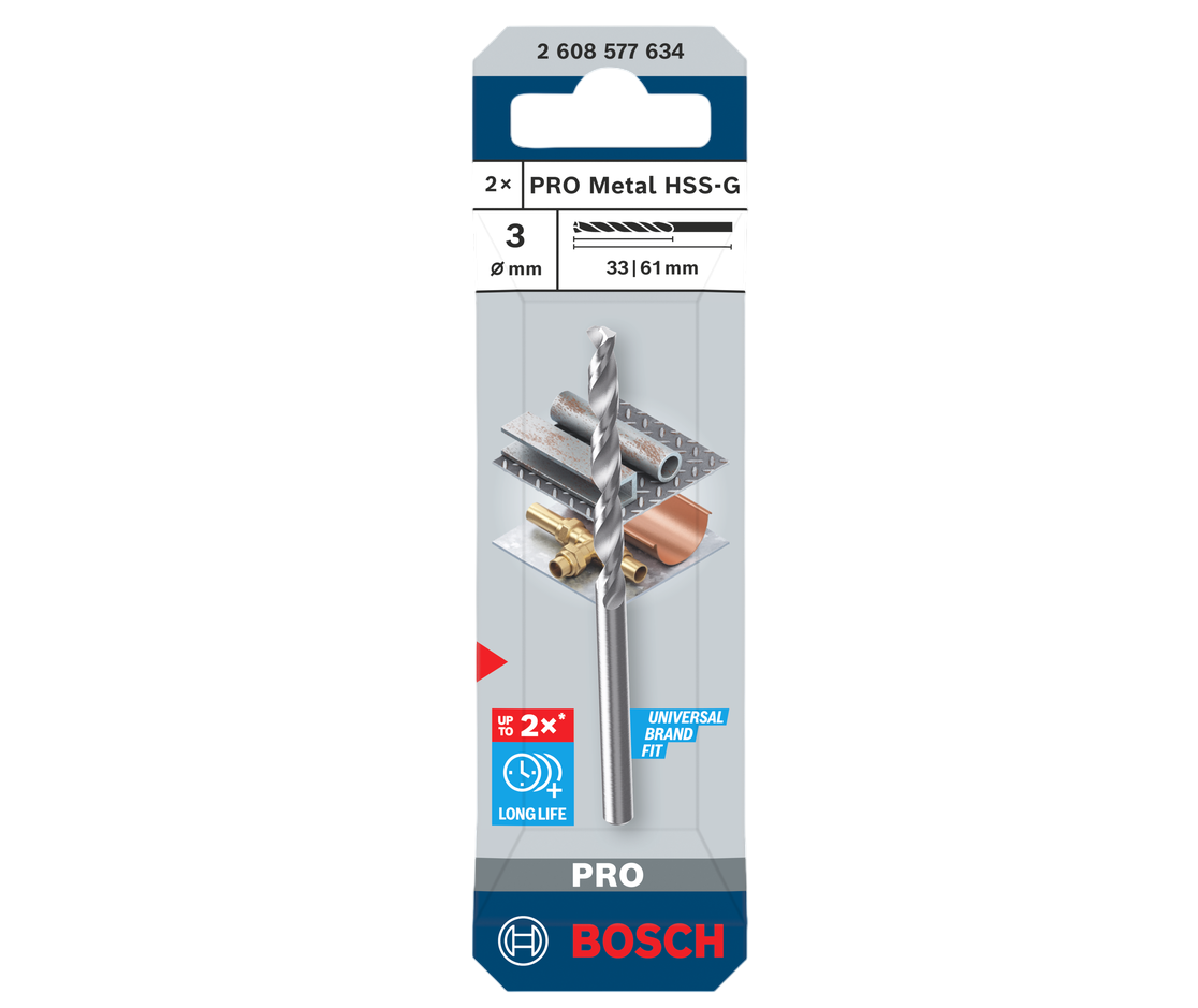 Bosch PRO HSS-G Metal Drill Bit 3mm Pack of 2 - Image 2