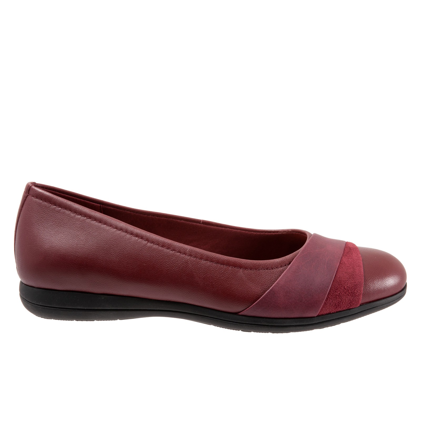 Trotters Danni T2155-601 Womens Red Narrow Leather Ballet Flats Shoes