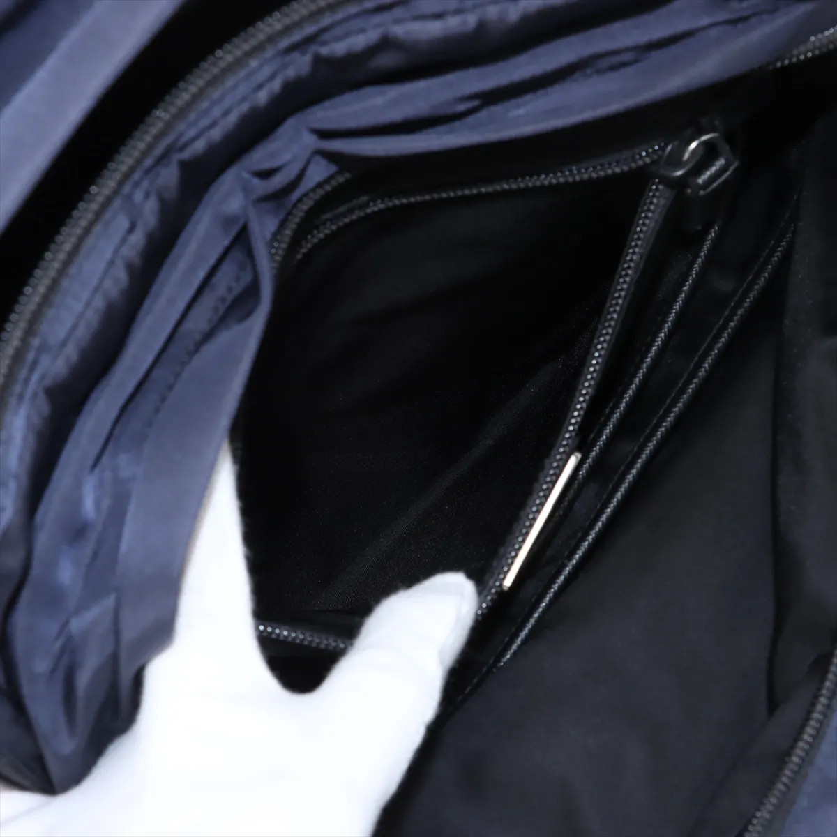 Prada Tessuto nylon x leather Backpack navy x black thumbnail 11