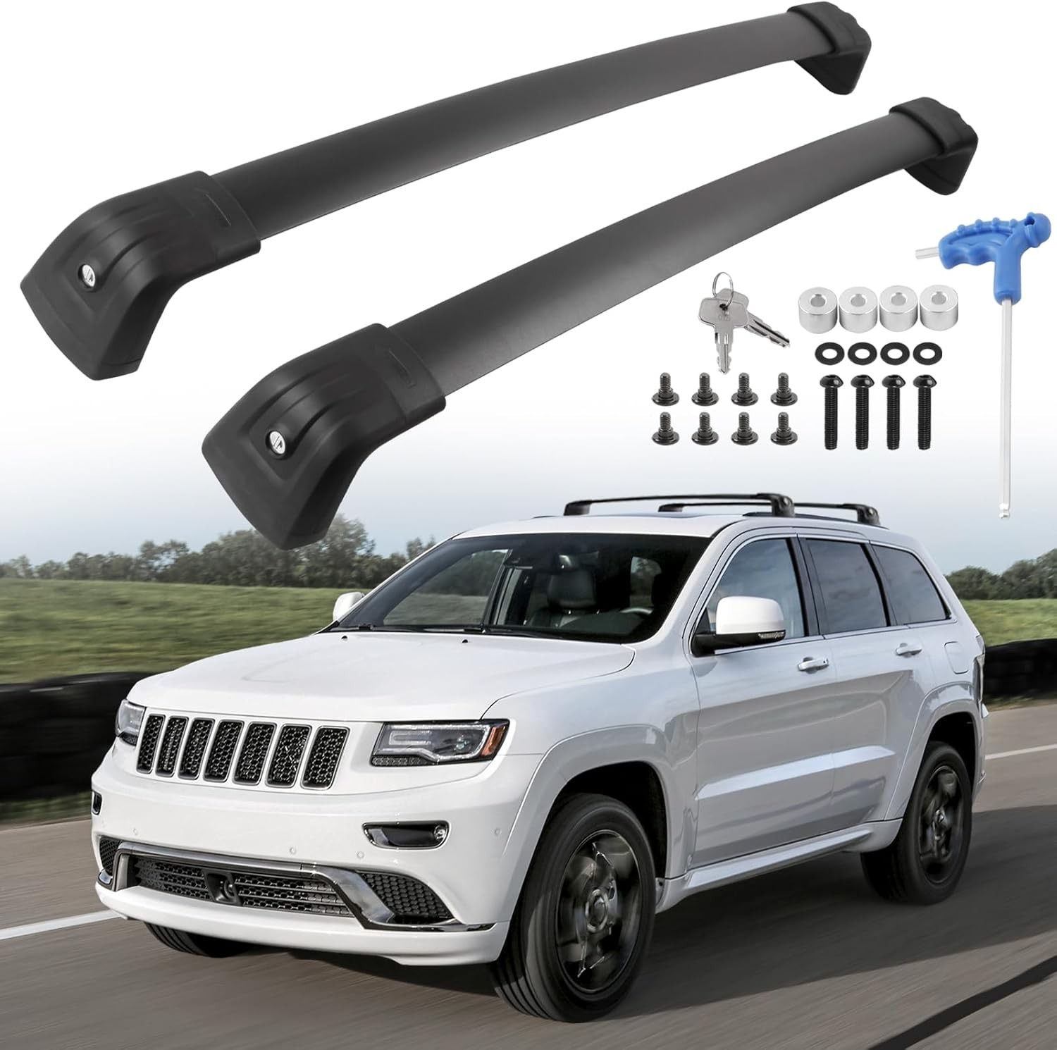 Roof Rack Cross Bars Compatible with Grand Cherokee Altitude & SRT & Trackhawk w