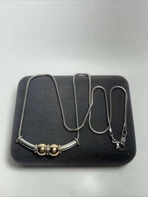 Echte Lestage Sterlingsilber & 14k Gold Cape Dorsch Doppelkugel Schlangenkette