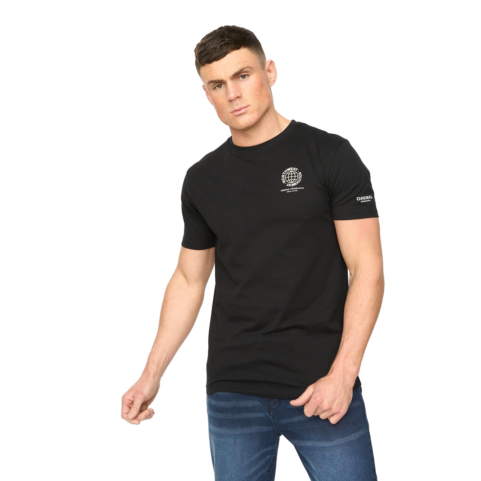 Crosshatch Chittingtons Mens T-Shirt Casual Comfort Urban Fashion Top Black