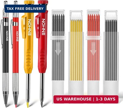 Enhon Carpenter Pencil Set 4-Pack w/ Sharpener 36 Refills Deep Hole