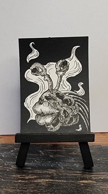 ACEO Original Art Card Creepy Slug Monster Horror Ink Drawing on Paper By Summer