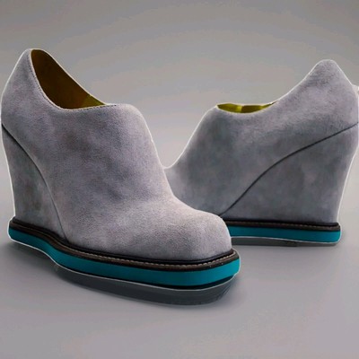 T&F Slack Shoemakers London Woman Suede Chiara/Mint Micro Wedge Grey UK5