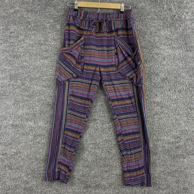 Free People Pants XS Roll With It Harem Striped Cotton Relaxed Fit Boho Summer
