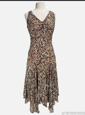 Lauren Ralph Lauren Dress Size 8 Midi Length Lined Fit Flare Animal Print Edgy