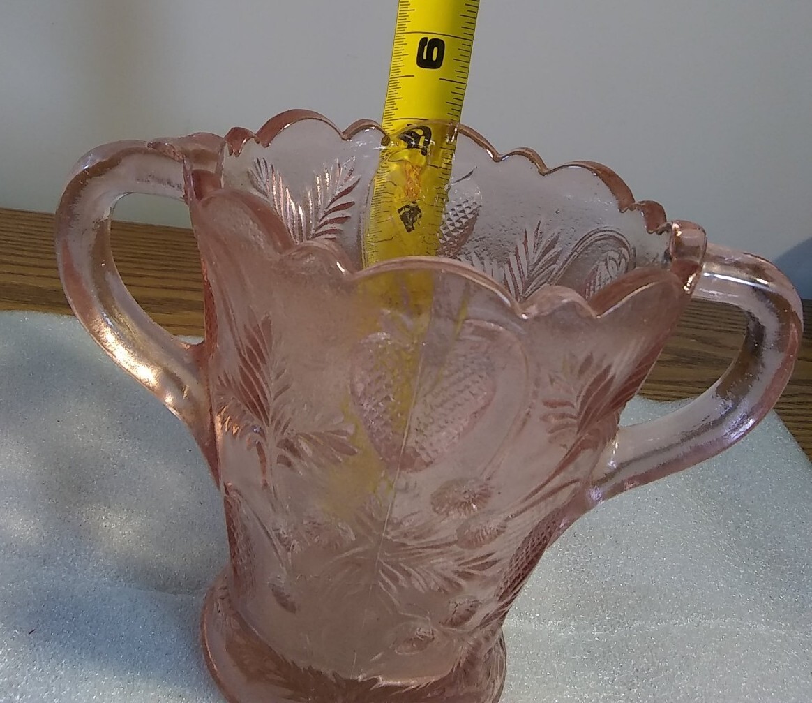 Vintage Depression Glass Fenton Pink Double Handle Strawberry Vase eBay