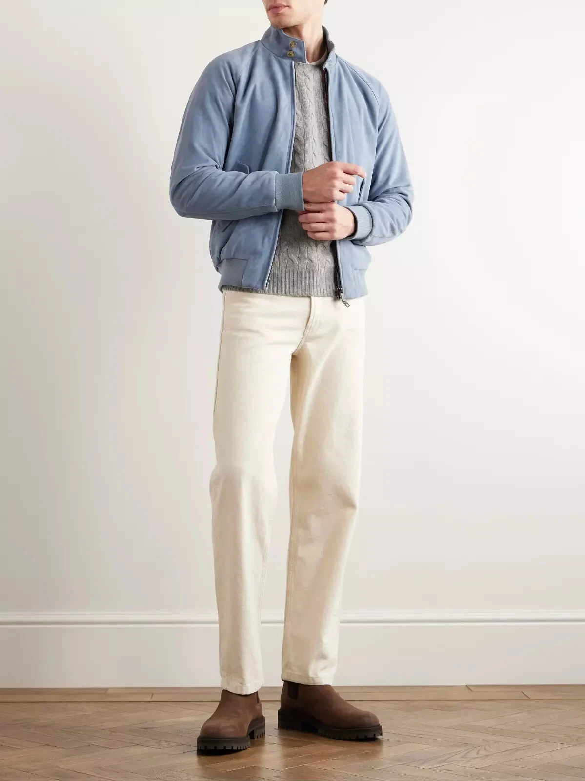 VETEMENTS Giacche uomo pelle scamosciata blu 100% pura pelle scamosciata volo bomber biker jacket