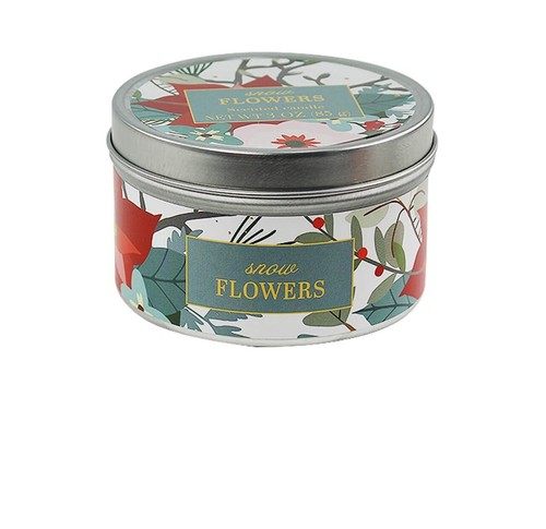 Scented Candle 3 Oz Snow Flowers In Floral Tin Rare NEW - Picture 2 of 2